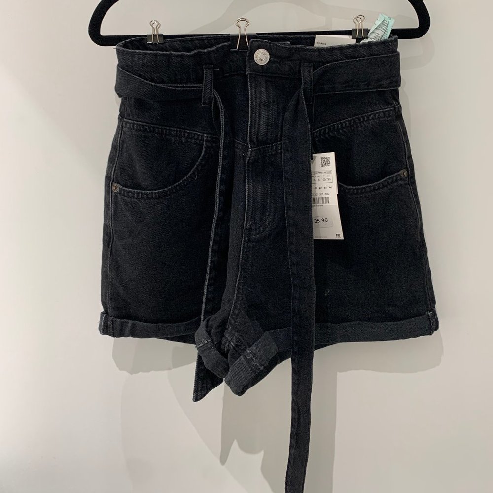 Zara Belted Denim Shorts